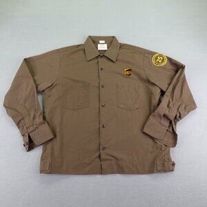 Vintage UPS Twin Hill Shirt Large Circle Of Honor 25 Brown Button Up Uniform